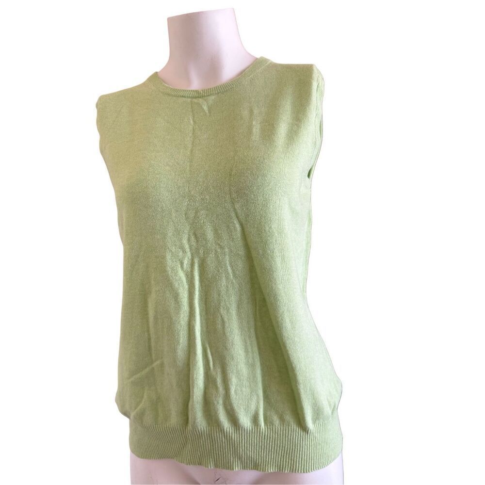 Cherokee XL women’s sweater vest lime green sleeveless cotton round neck